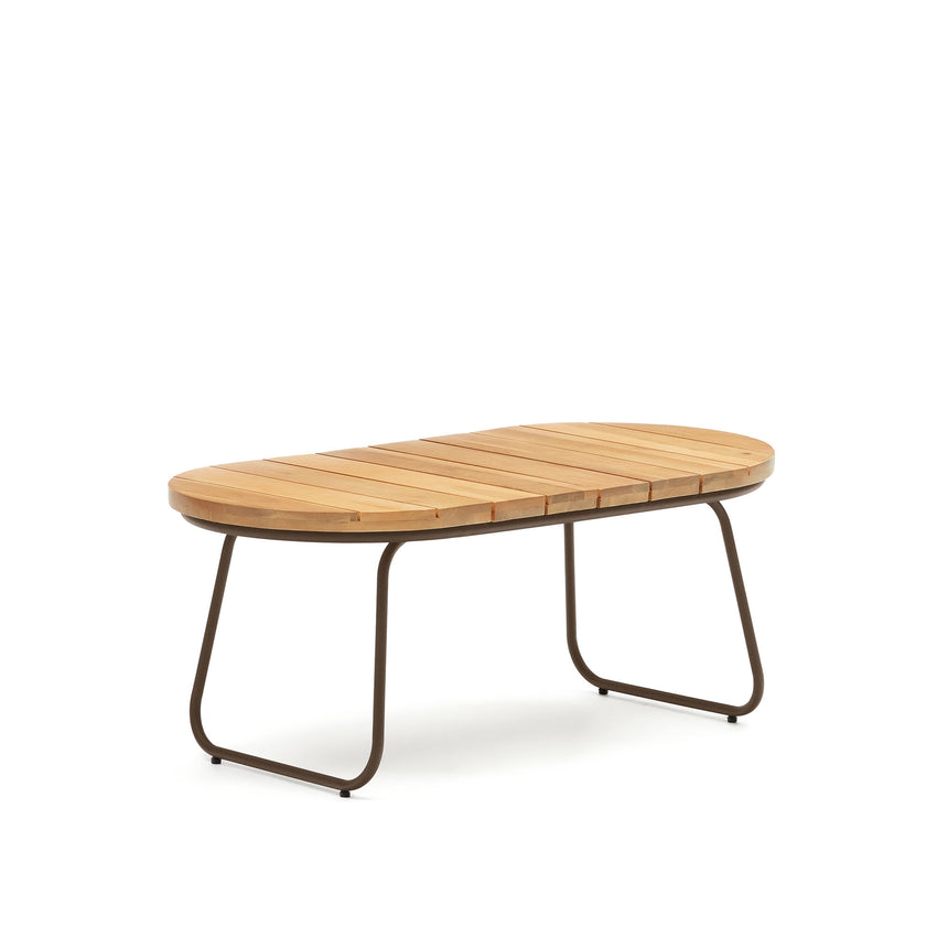Salguer Couchtisch outdoor massives Akazienholz Seil in Braun Ø 100 x 50 cm FSC 100% - ZEN ZONE Furniture