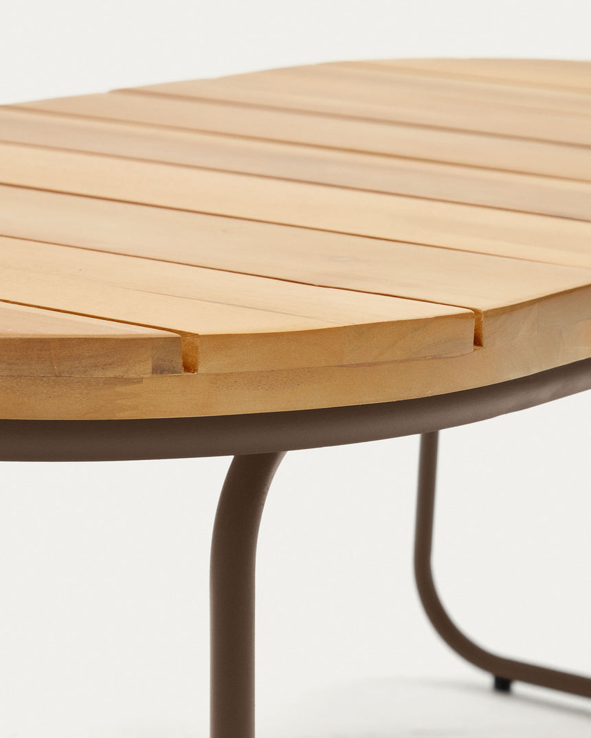 Salguer Couchtisch outdoor massives Akazienholz Seil in Braun Ø 100 x 50 cm FSC 100% - ZEN ZONE Furniture