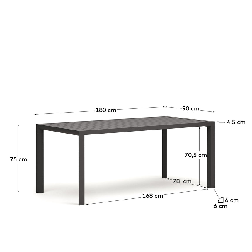 Culip Gartentisch aus Aluminium mit grauem Finish 180 x 90 cm - ZEN ZONE Furniture