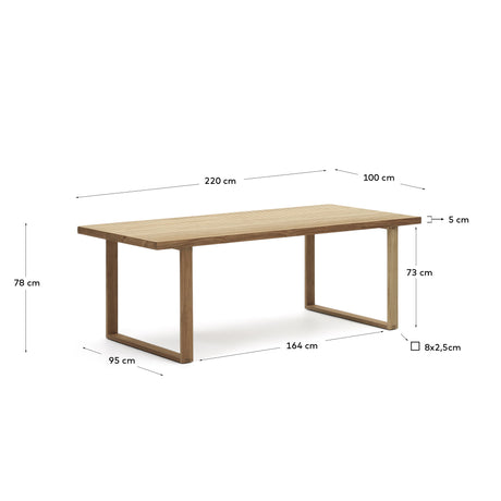 Canadell Tisch 100% outdoor aus massivem recyceltem Teakholz 220 x 100 cm - ZEN ZONE Furniture