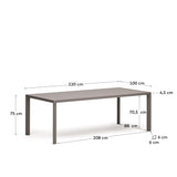 Gartentisch Culip aus Aluminium mit braunem Finish 220 x 100 cm - ZEN ZONE Furniture