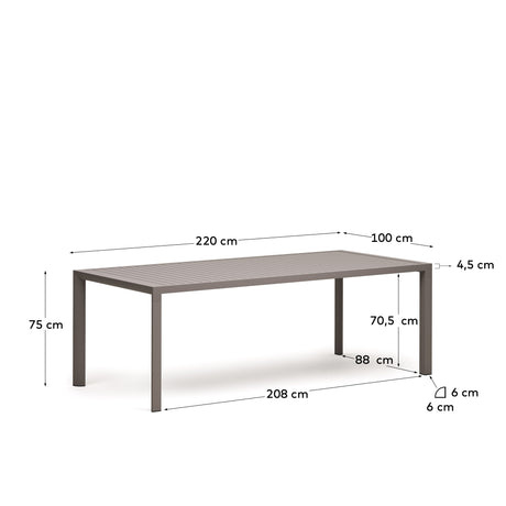 Gartentisch Culip aus Aluminium mit braunem Finish 220 x 100 cm - ZEN ZONE Furniture