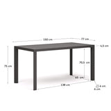 Gartentisch Culip aus Aluminium mit grauem Finish 150 x 77 cm - ZEN ZONE Furniture