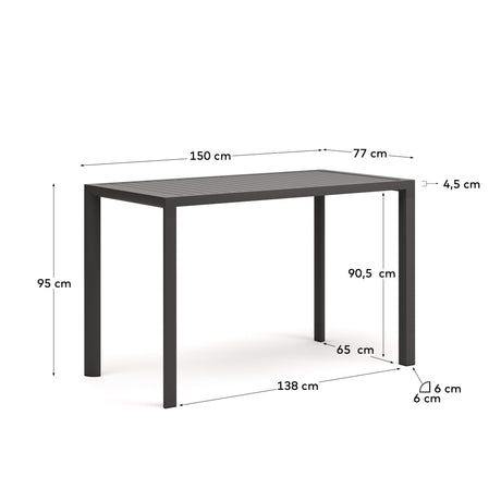 Culip Gartenstehtisch aus Aluminium mit grauem Finish 150 x 77 cm - ZEN ZONE Furniture