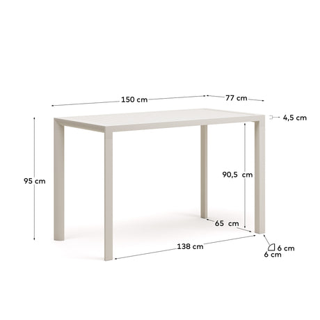 Gartenstehtisch Culip aus Aluminium mit weißem Finish 150 x 77 cm - ZEN ZONE Furniture