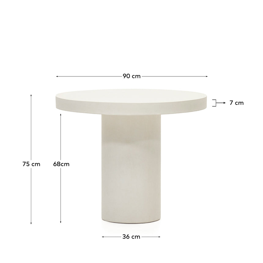 Aiguablava runder Tisch aus Zement in Weiß Ø 90 cm - ZEN ZONE Furniture