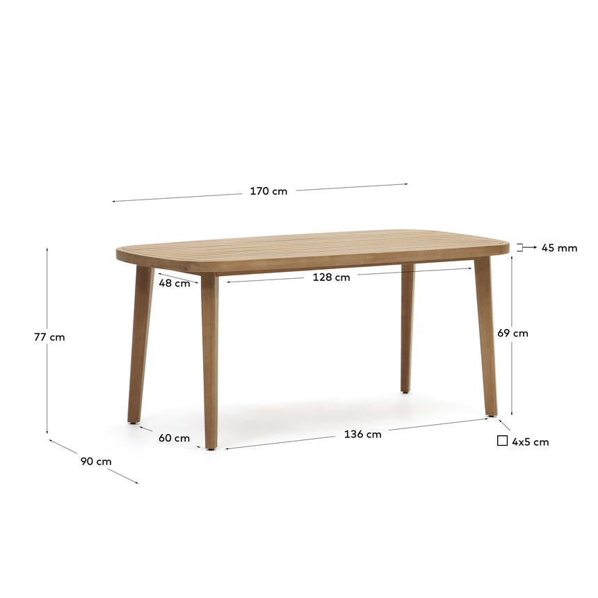 Maset Tisch 100% Outdoor massiver Eukalyptus 170 x 90 cm 100% FSC - ZEN ZONE Furniture