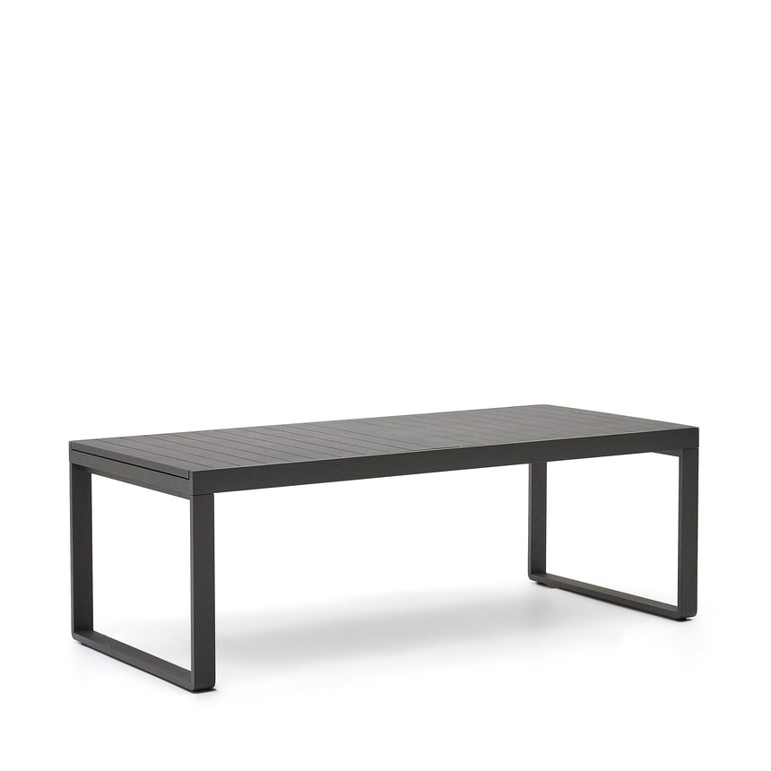 Galdana Aluminium-Gartentisch, ausziehbar, mit dunkelgrauem Finish, 220 (340) x 100 cm - ZEN ZONE Furniture