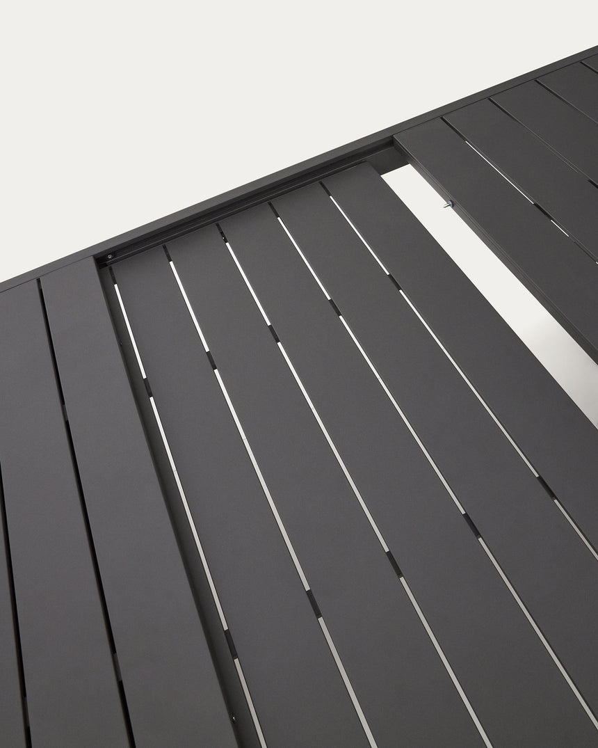 Galdana Aluminium-Gartentisch, ausziehbar, mit dunkelgrauem Finish, 220 (340) x 100 cm - ZEN ZONE Furniture