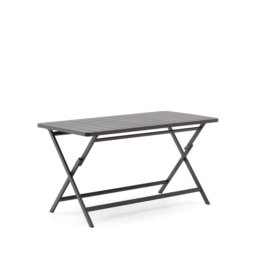 Faltbarer Gartentisch Torreta aus Aluminium mit dunkelgrauem Finish 140 x 70 cm - ZEN ZONE Furniture