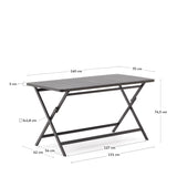 Faltbarer Gartentisch Torreta aus Aluminium mit dunkelgrauem Finish 140 x 70 cm - ZEN ZONE Furniture