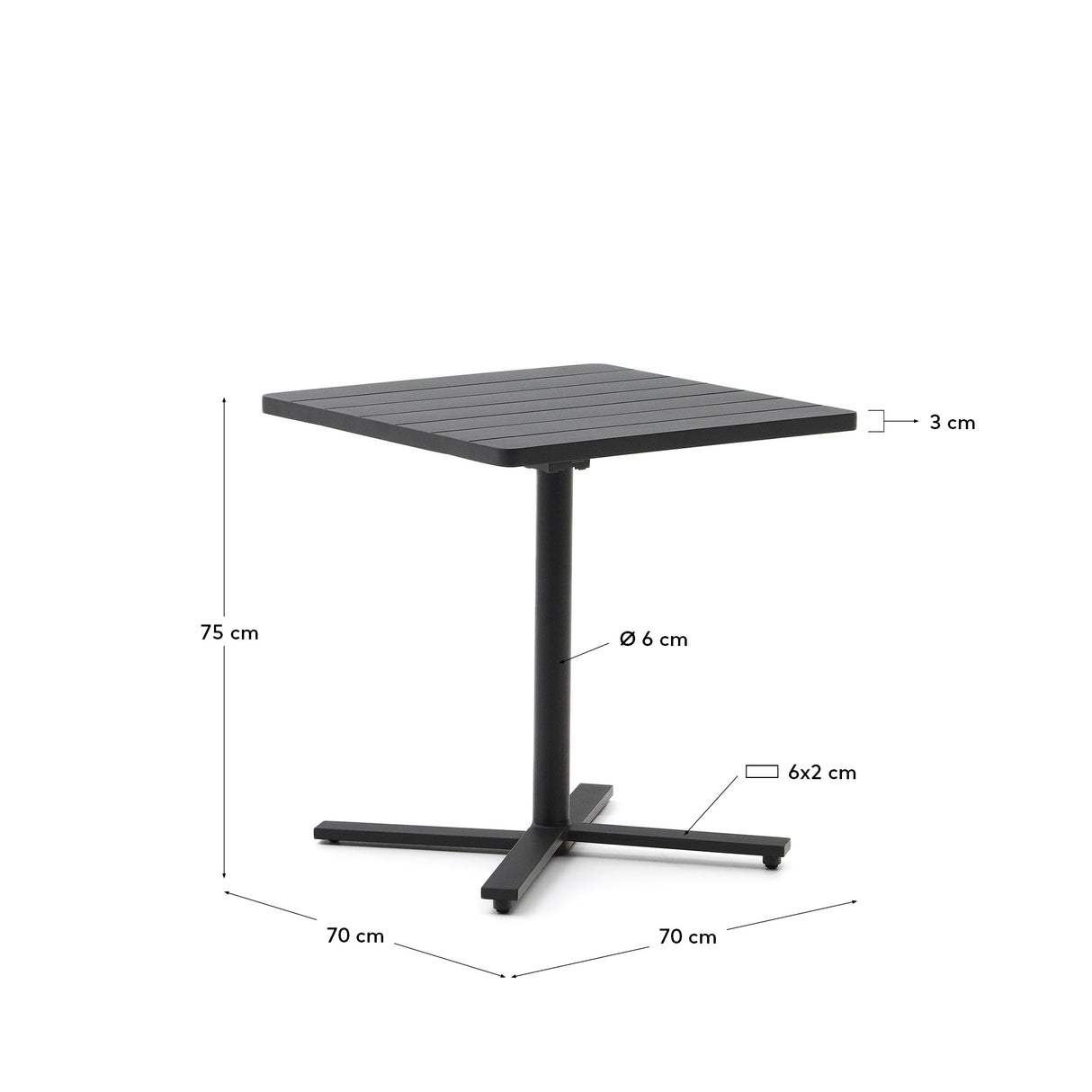 Faltbarer Außentisch Torreta aus Aluminium mit dunkelgrauem Finish 70 x 70 cm - ZEN ZONE Furniture