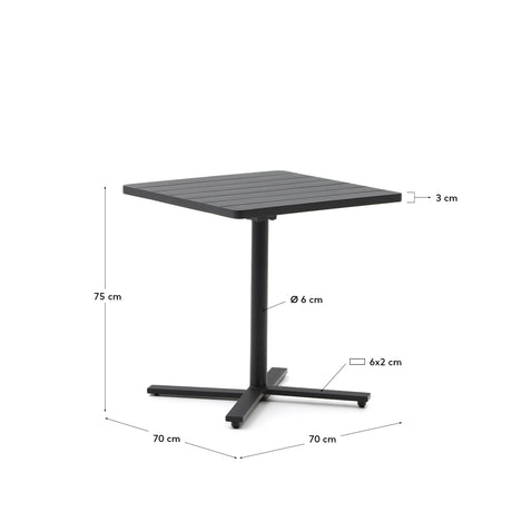 Faltbarer Außentisch Torreta aus Aluminium mit dunkelgrauem Finish 70 x 70 cm - ZEN ZONE Furniture