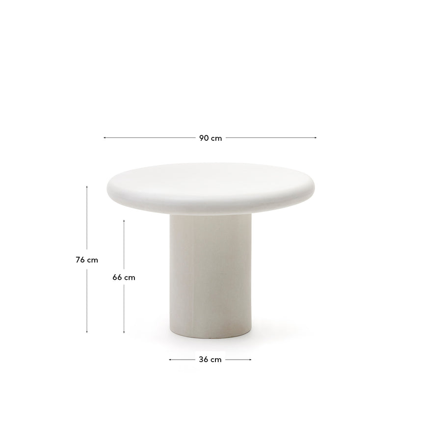Addaia Tisch rund aus weißem Zement Ø 90 cm - ZEN ZONE Furniture