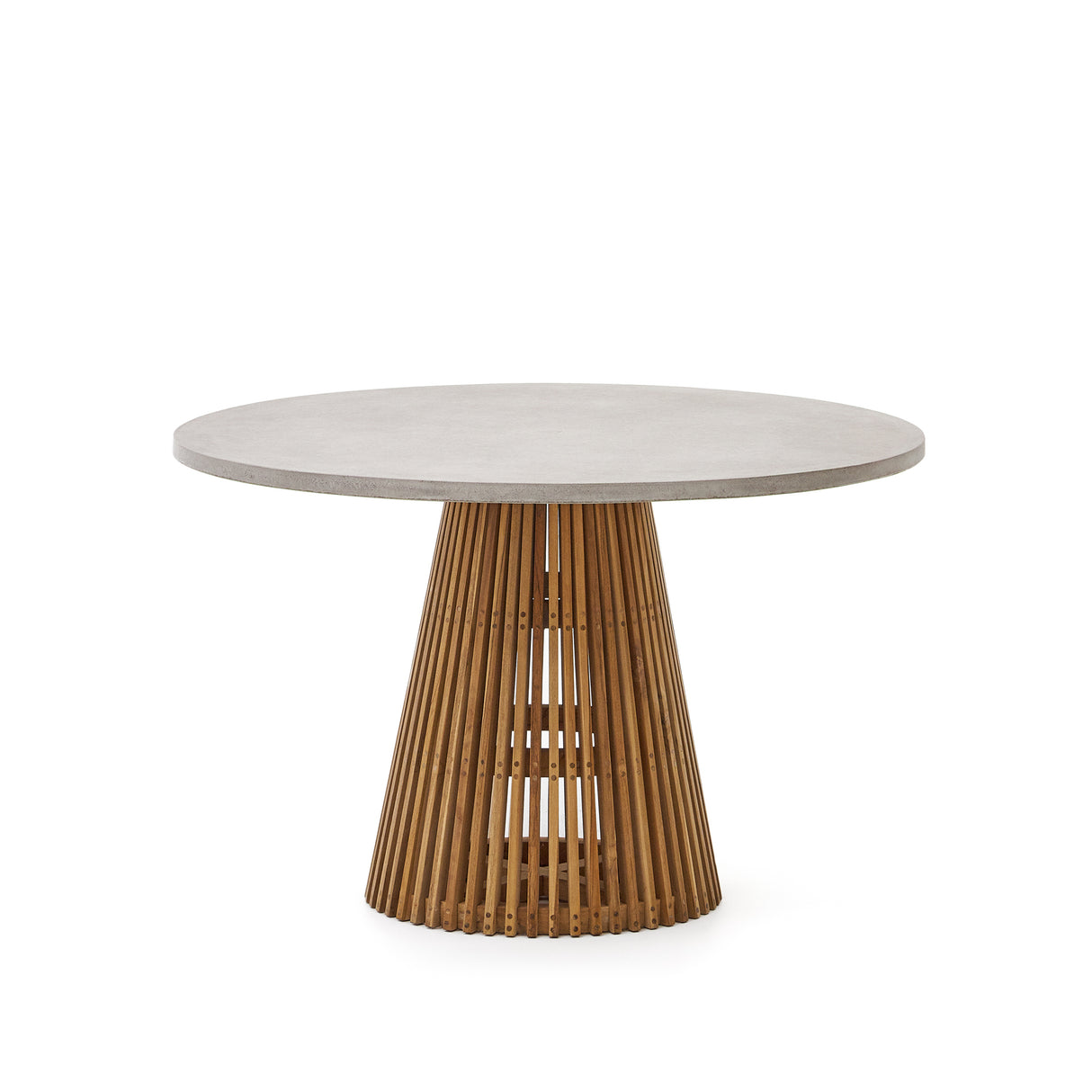 Alcaufar Outdoor Tisch rund aus massivem Teakholz und grauem Zement Ø 120 cm - ZEN ZONE Furniture