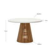 Alcaufar Outdoor Tisch rund aus massivem Teakholz und weißem Zement Ø 120 cm - ZEN ZONE Furniture