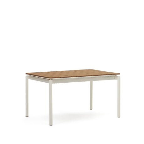 Canyelles Gartenausziehtisch aus Poly-Holz und Aluminium in Mattweiß 140 (200) x 90 cm - ZEN ZONE Furniture
