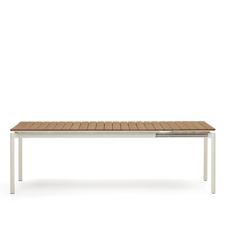 Canyelles Gartenausziehtisch aus Poly-Holz und Aluminium in Mattweiß 180(240) x 100 cm - ZEN ZONE Furniture