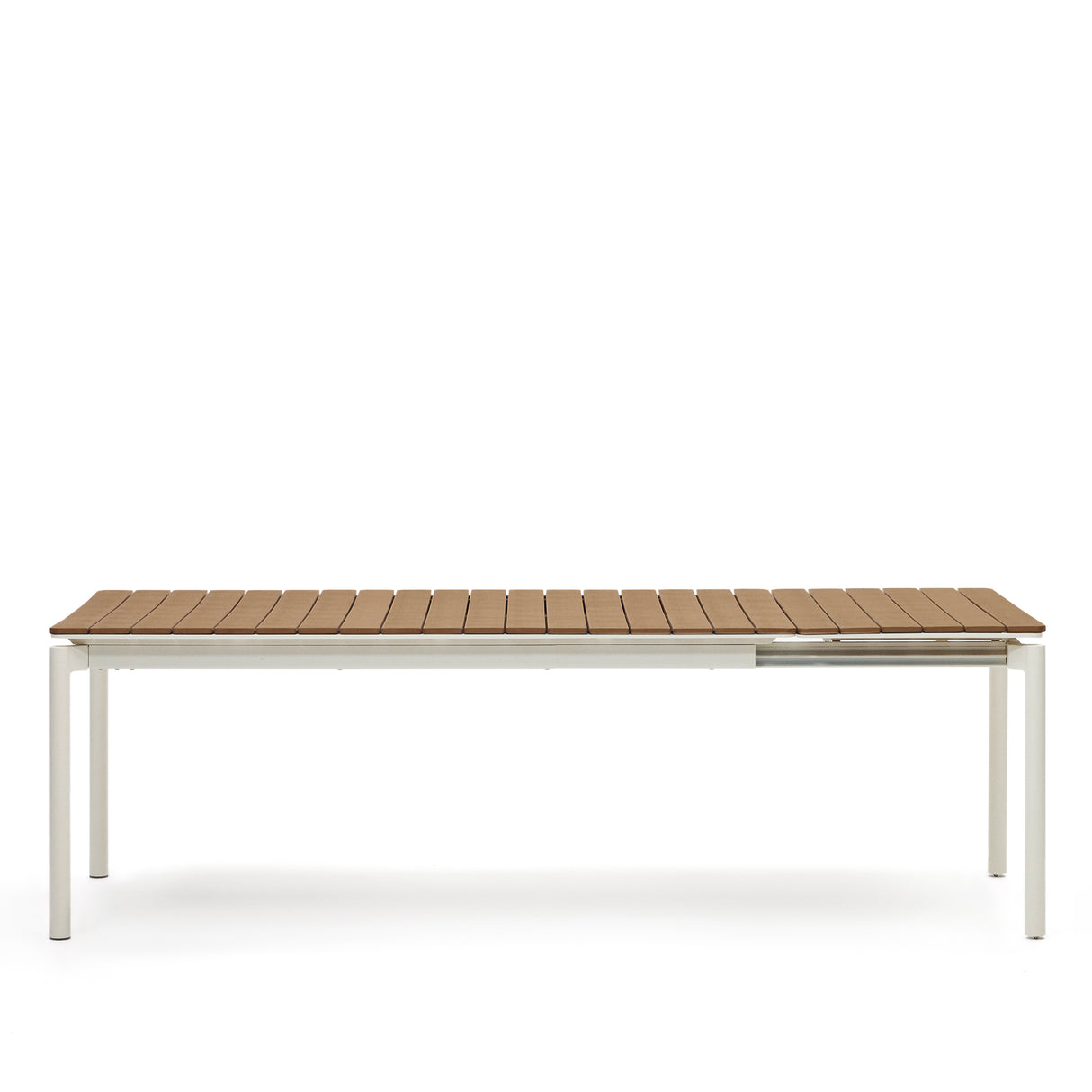 Canyelles Gartenausziehtisch aus Poly-Holz und Aluminium in Mattweiß 180(240) x 100 cm - ZEN ZONE Furniture