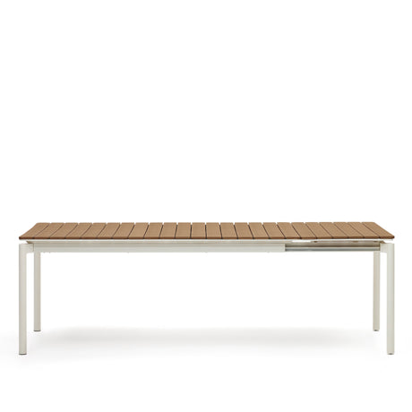 Canyelles Gartenausziehtisch aus Poly-Holz und Aluminium in Mattweiß 180(240) x 100 cm - ZEN ZONE Furniture