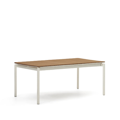Canyelles Gartenausziehtisch aus Poly-Holz und Aluminium in Mattweiß 180(240) x 100 cm - ZEN ZONE Furniture