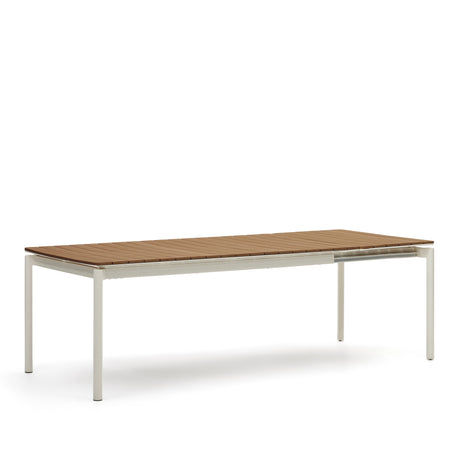Canyelles Gartenausziehtisch aus Poly-Holz und Aluminium in Mattweiß 180(240) x 100 cm - ZEN ZONE Furniture
