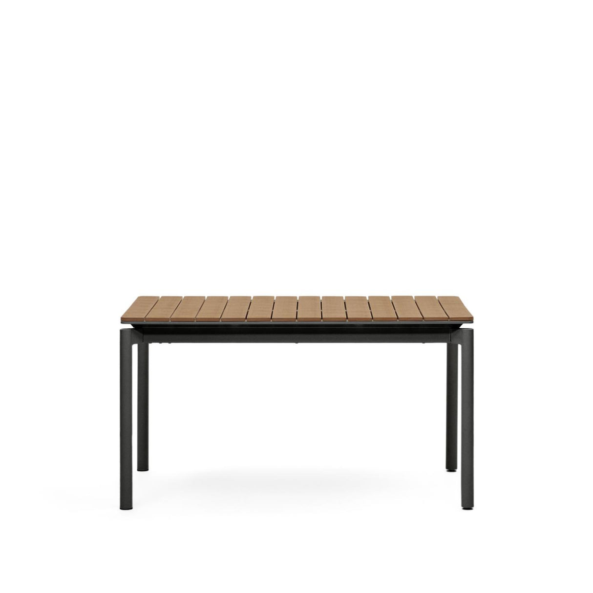 Canyelles Gartenausziehtisch aus Poly-Holz und mattschwarzem Aluminium 140 (200) x 90 cm - ZEN ZONE