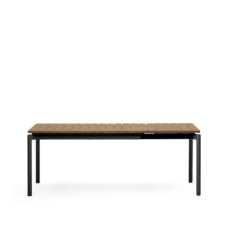 Canyelles Gartenausziehtisch aus Poly-Holz und mattschwarzem Aluminium 140 (200) x 90 cm - ZEN ZONE Furniture