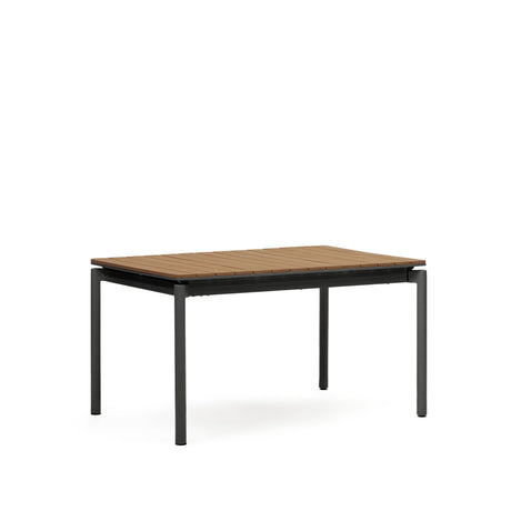Canyelles Gartenausziehtisch aus Poly-Holz und mattschwarzem Aluminium 140 (200) x 90 cm - ZEN ZONE Furniture