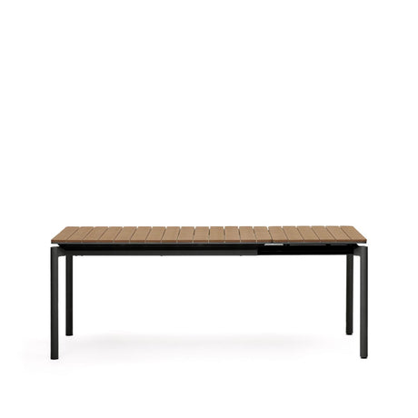 Canyelles Gartenausziehtisch aus Poly-Holz und mattschwarzem Aluminium 140 (200) x 90 cm - ZEN ZONE