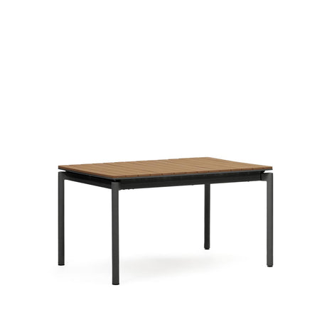 Canyelles Gartenausziehtisch aus Poly-Holz und mattschwarzem Aluminium 140 (200) x 90 cm - ZEN ZONE