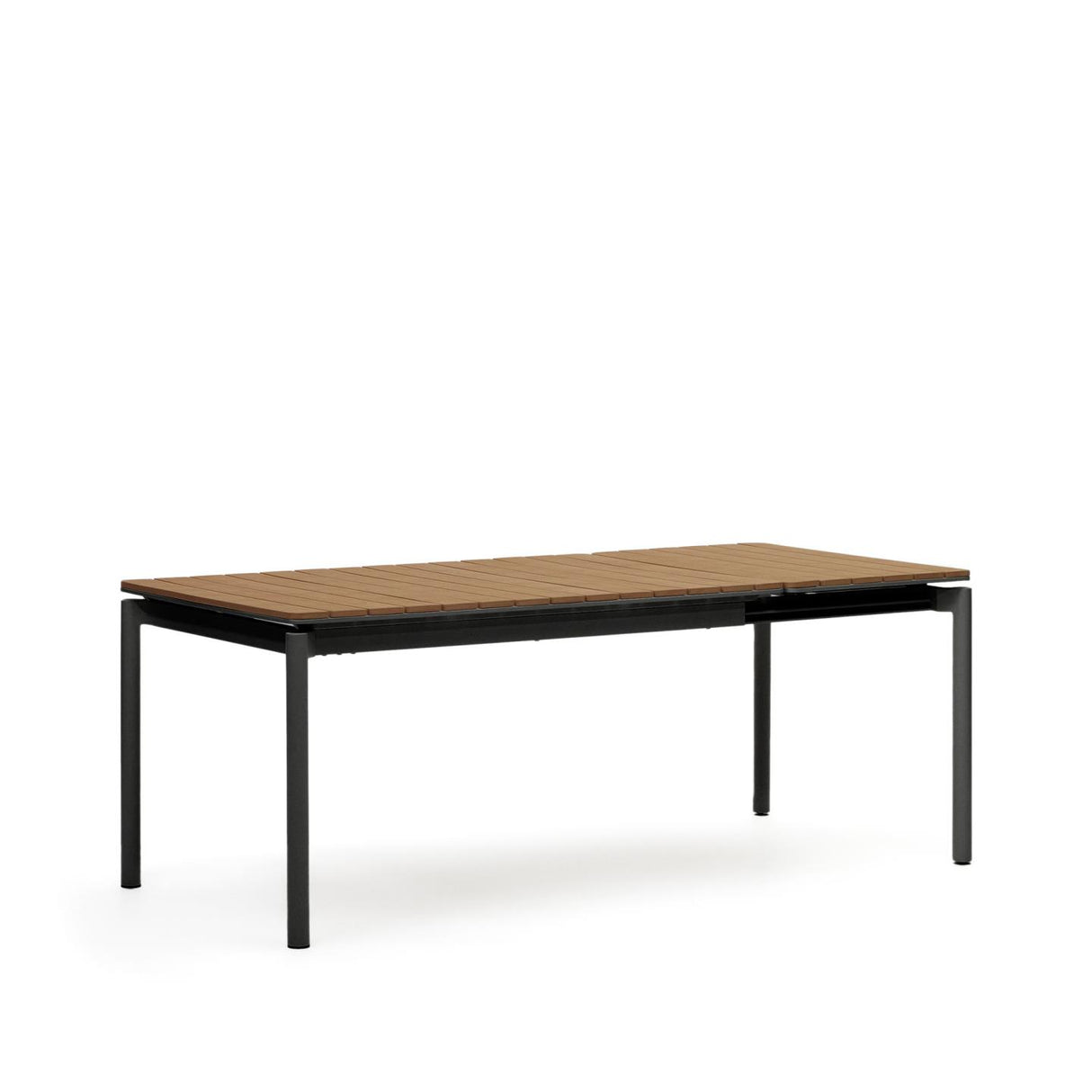 Canyelles Gartenausziehtisch aus Poly-Holz und mattschwarzem Aluminium 140 (200) x 90 cm - ZEN ZONE