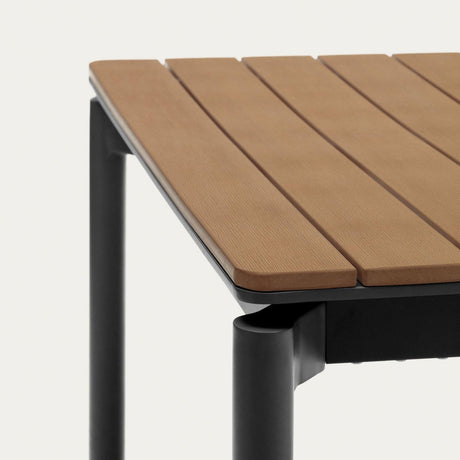 Canyelles Gartenausziehtisch aus Poly-Holz und mattschwarzem Aluminium 140 (200) x 90 cm - ZEN ZONE