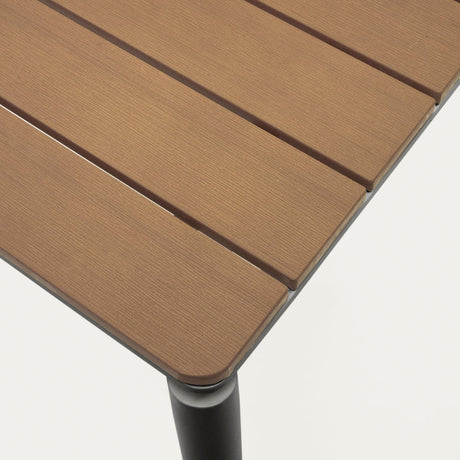 Canyelles Gartenausziehtisch aus Poly-Holz und mattschwarzem Aluminium 140 (200) x 90 cm - ZEN ZONE