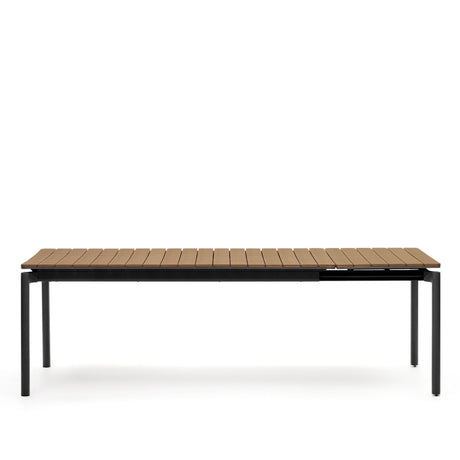 Canyelles Gartenausziehtisch aus Poly-Holz und mattschwarzem Aluminium 180(240) x 100 cm - ZEN ZONE Furniture