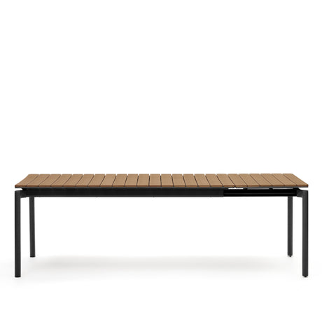 Canyelles Gartenausziehtisch aus Poly-Holz und mattschwarzem Aluminium 180(240) x 100 cm - ZEN ZONE Furniture