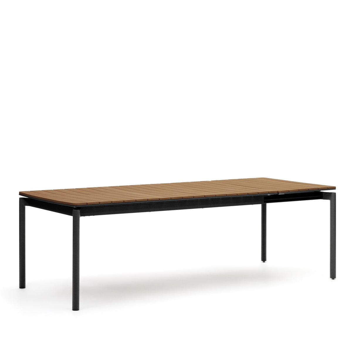 Canyelles Gartenausziehtisch aus Poly-Holz und mattschwarzem Aluminium 180(240) x 100 cm - ZEN ZONE Furniture