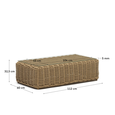 Couchtisch 100% für Outdoor aus Kunstrattan mit natürlichem Finish 110 x 60 cm - ZEN ZONE Furniture