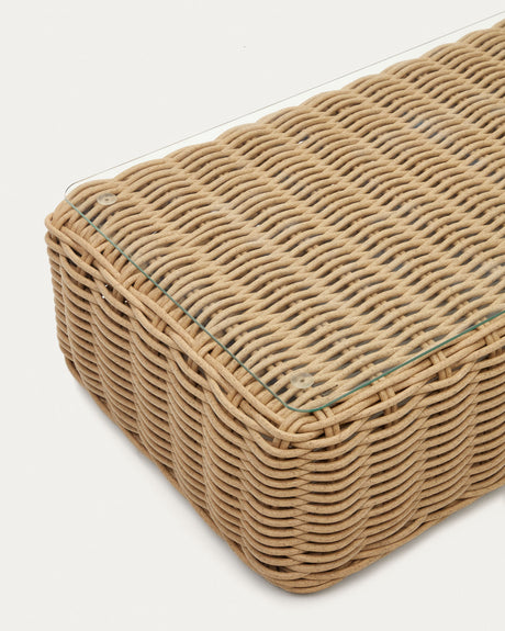 Couchtisch 100% für Outdoor aus Kunstrattan mit natürlichem Finish 110 x 60 cm - ZEN ZONE Furniture