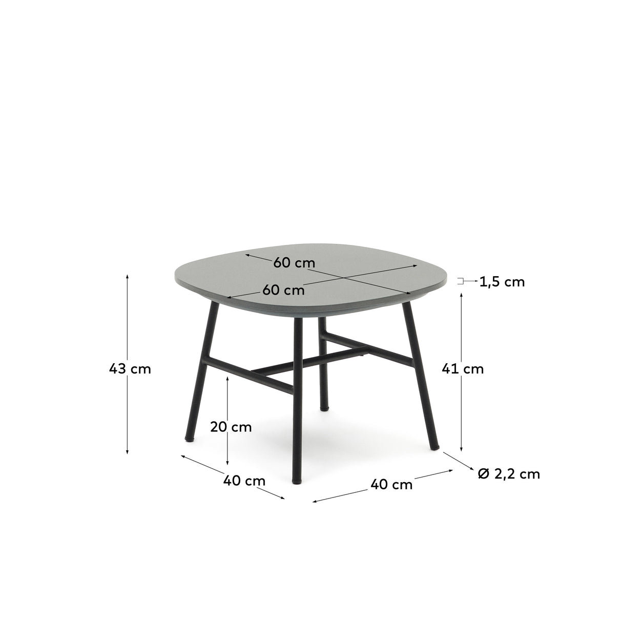 Bramant Beistelltisch aus Stahl mit schwarzem Finish 60 x 60 cm - ZEN ZONE Furniture