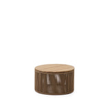 Couchtisch Dandara aus Stahl, beigem Flechtwerk und massivem Akazienholz Ø60 cm FSC 100% - ZEN ZONE Furniture