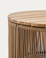 Couchtisch Dandara aus Stahl, beigem Flechtwerk und massivem Akazienholz Ø60 cm FSC 100% - ZEN ZONE Furniture