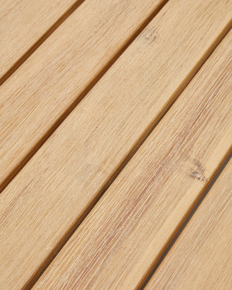 Dandara Couchtisch aus Stahl, schwarzem Flechtwerk und massivem Akazienholz Ø70 cm 100% FS - ZEN ZONE Furniture