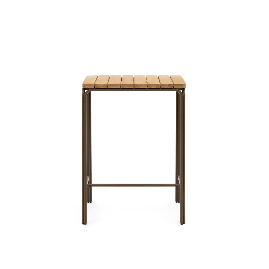 Salguer Hochtisch Outdoor massives Akazienholz Stahl in Braun 70 x 70 cm FSC 100% - ZEN ZONE Furniture