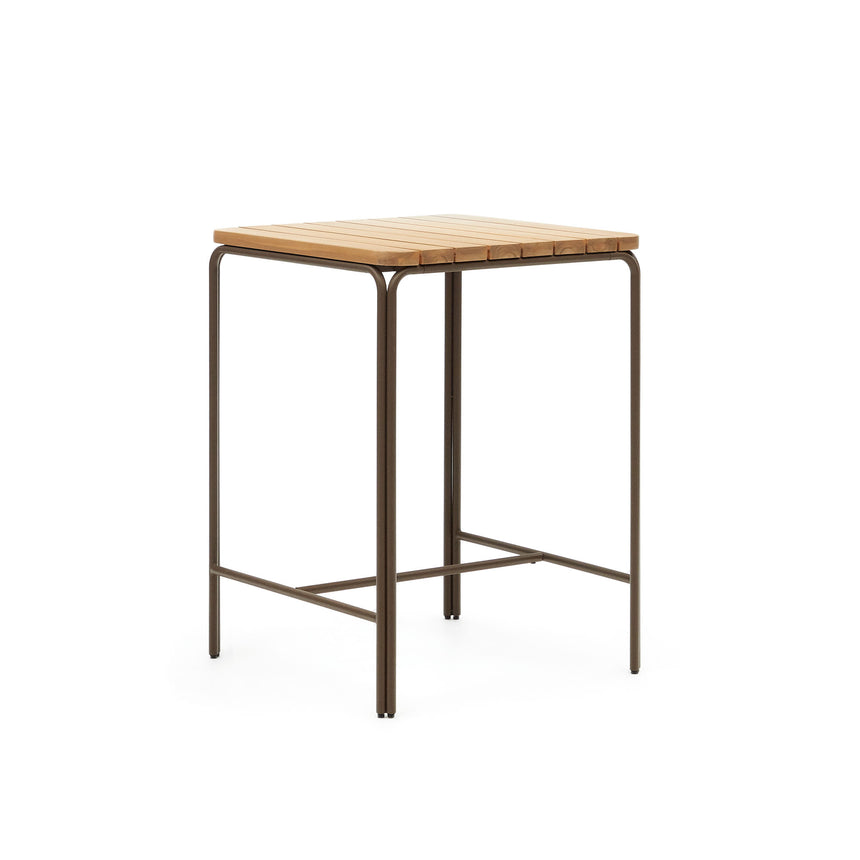 Salguer Hochtisch Outdoor massives Akazienholz Stahl in Braun 70 x 70 cm FSC 100% - ZEN ZONE Furniture