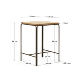 Salguer Hochtisch Outdoor massives Akazienholz Stahl in Braun 70 x 70 cm FSC 100% - ZEN ZONE Furniture