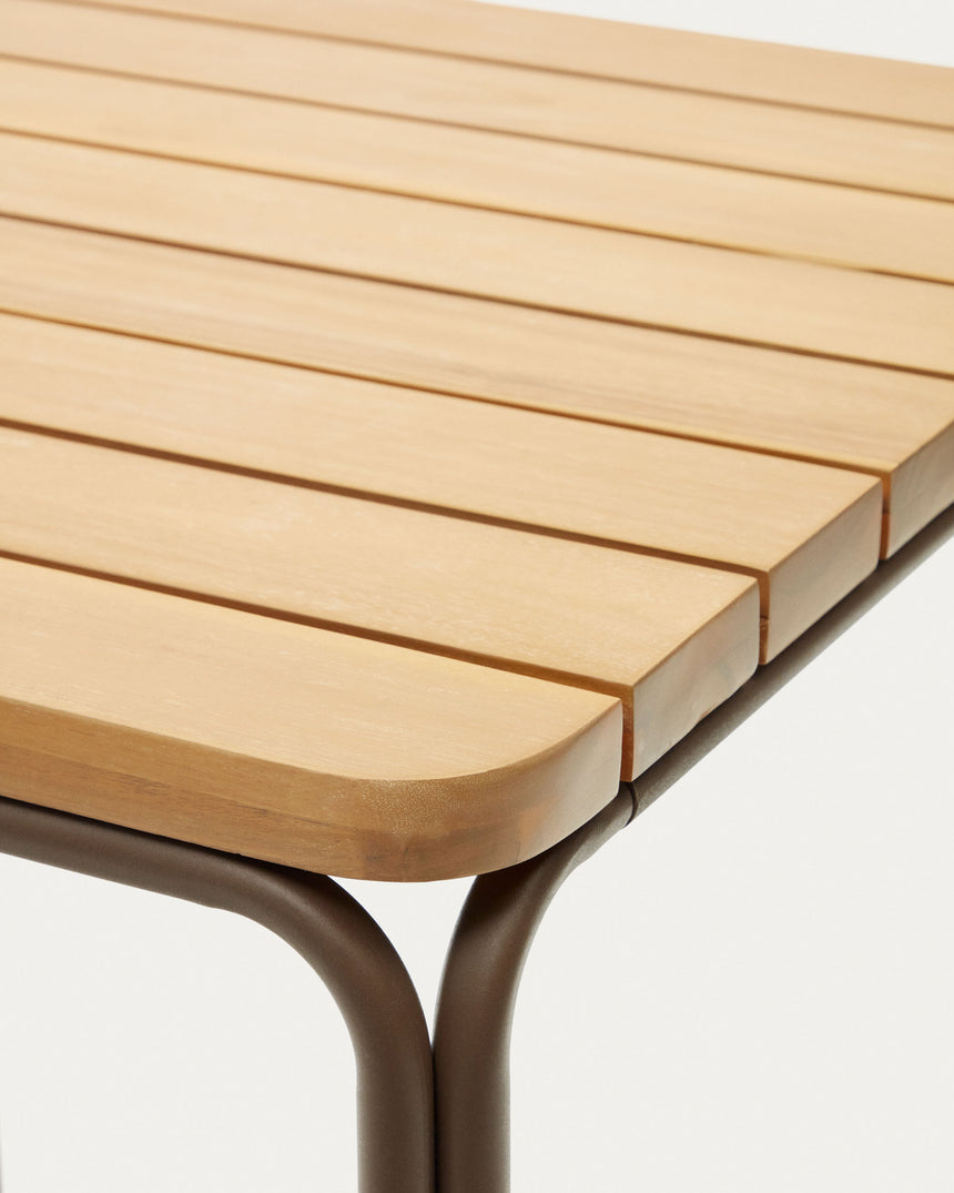 Salguer Hochtisch Outdoor massives Akazienholz Stahl in Braun 70 x 70 cm FSC 100% - ZEN ZONE Furniture