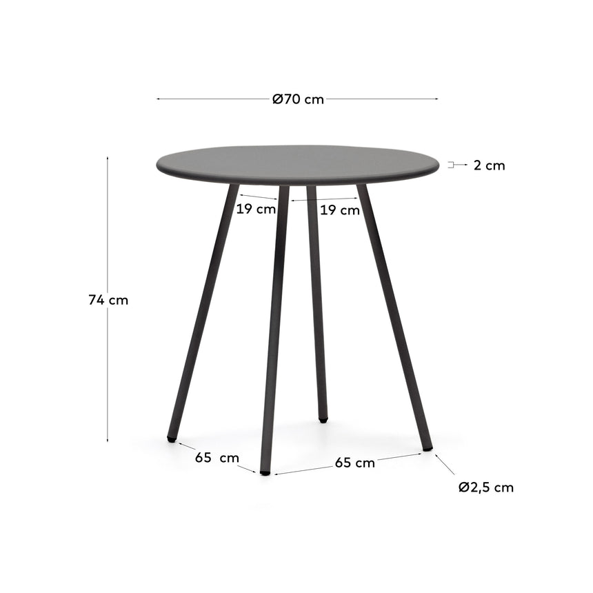 Montjoi runder Gartentisch aus Stahl mit grauem Finish Ø 70 cm - ZEN ZONE Furniture