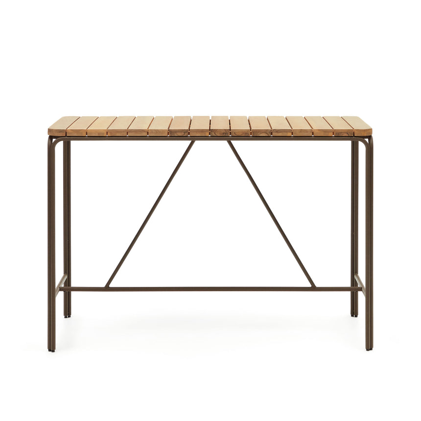 Salguer Hochtisch Outdoor massives Akazienholz Stahl in Braun 140 x 70 cm FSC 100% - ZEN ZONE Furniture