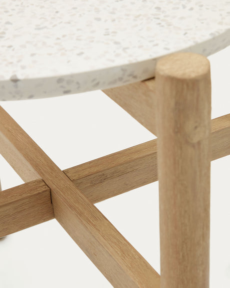 Pola Beistelltisch aus Zement und massivem Eukalyptus Ø 50 cm FSC 100% - ZEN ZONE Furniture